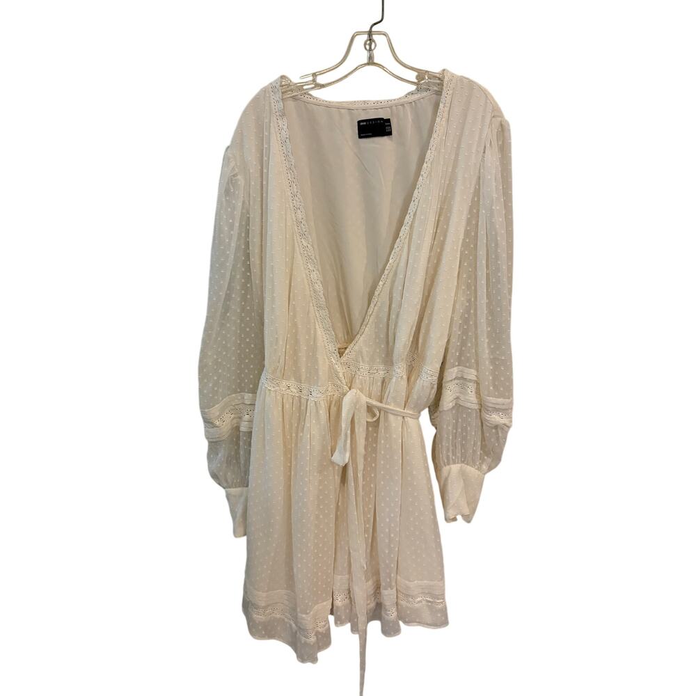 Asos Design Curve Lace Insert Wrap Mini Dress In … - image 4